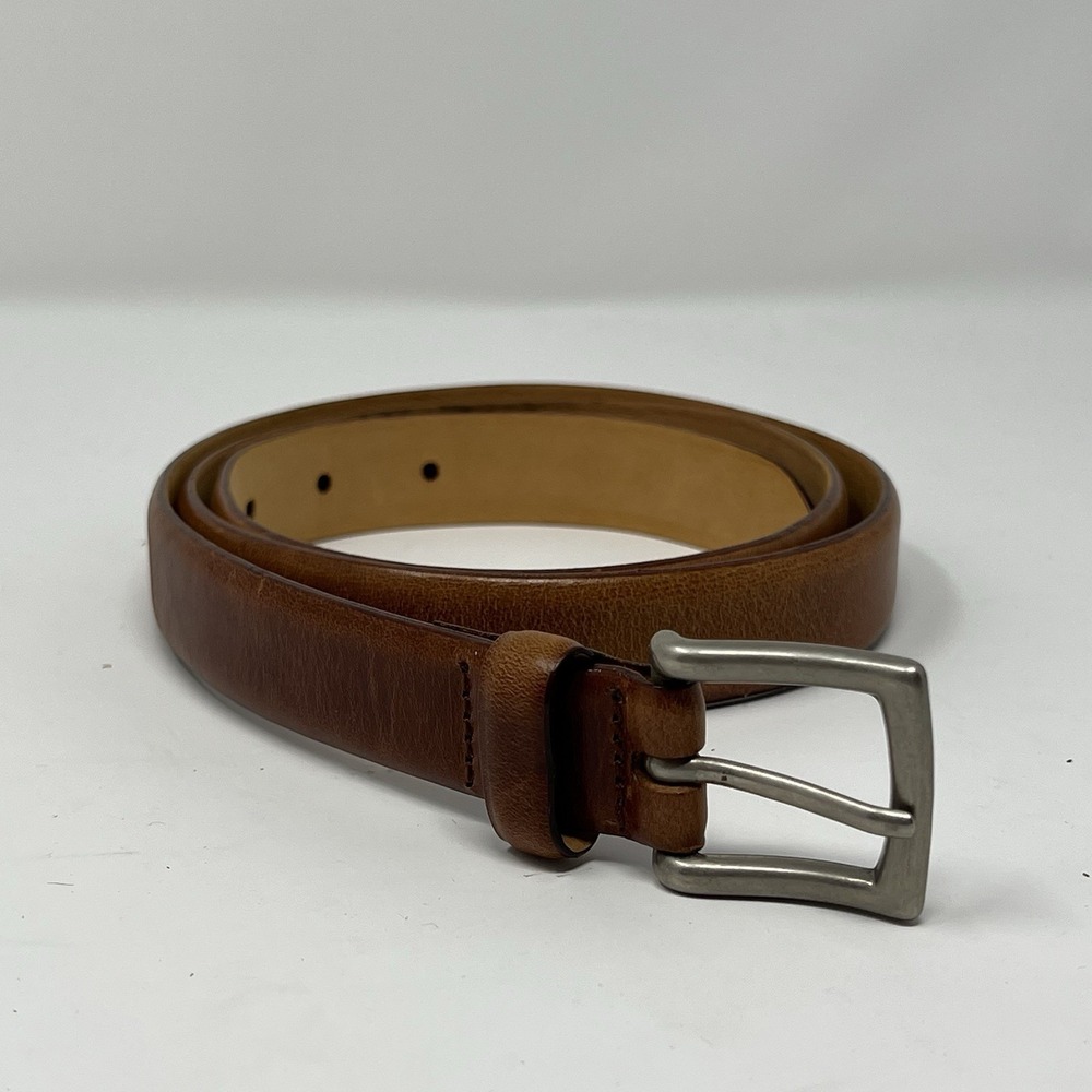Orvis Genuine Leather Belt Brown Mens XL Made In Italy Brass Buckle Vintage